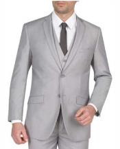  Mens Slim Fit Vested Suit - Slim Fit 3 Pieces Light Grey