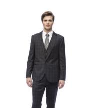   Mens Slim Fit Vested Suit - Slim Fit 3 Pieces Charcoal