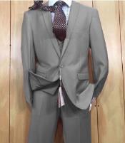  Mens Slim Fit Vested Suit - Slim Fit 3 Pieces Grey Suit