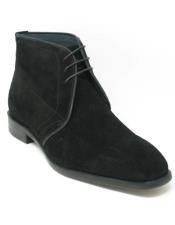  Carrucci Black Suede Leather Plain Toe Design Chukka Boot
