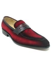  Carrucci Red Suede Leather Penny Loafer