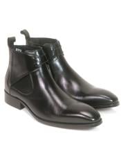  Carrucci Black Calfskin Mens Chukka Boots