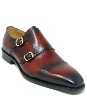  Carrucci Whisky Leather Double Monk Strap Mens Shoes