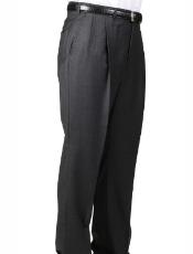  Mens Double Pleated Trousers - Double Pleated Dress Pants - Slacks Charcoal