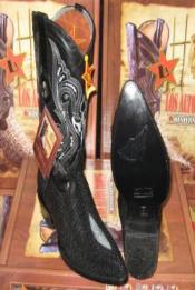  Botines Para Hombre Negro - Los Altos Boots Black Genuine Stingray Mantarraya Skin Single Stone   Western