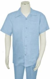  Mens Linen Walking Suit - "Light Blue" Summer Outfit - Mens Linen Suit