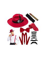  Harlem Nights Costumes Package - White Shirt + Red Suspender + Red