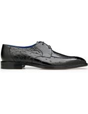  Belvedere Leather Lining Genuine Ostrich Shoes Black