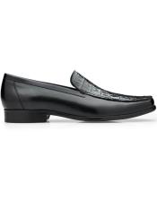  Belvedere Leather Lining Crocodile and Calfskin Loafers Black