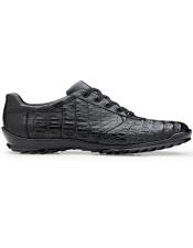  Belvedere Leather Lining Germano Caiman Crocodile Sneakers Black