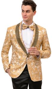  Mens Paisley Pattern and Prom Tuxedo in Gold