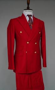  Double Breasted Blazer with Gold Buttons - Red Sport Coat