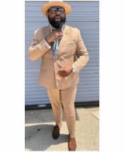  Mens "Bronze - Tan Pinstripe - Camel" Double Breasted Pinstripe Suit -