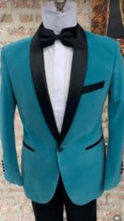  Style#-B6362 Mens "Tiffany Blue" Velvet Tuxedo Suit - Blazer - Velvet Sport