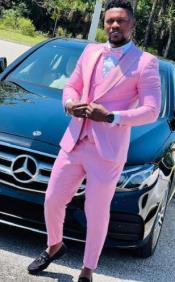  Mens Suits Pink - Slim Fit