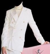  Bad Bunny Suit - White Double Breasted Suit with Gold Buttons - Mens Custom