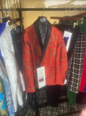  Mens Shawl Label Suit Red