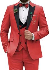  Men 3 Piece Double Breasted Suit Red