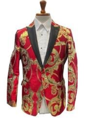  Mens Prom Blazer - Red and Gold Blazer For Homecoming