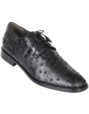  Los Altos Ostrich Quill Cap Toe Shoes Black