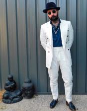  Mens Blue Cowboy Tuxedo - White Cowboy Suit - Western Suit (Jacket