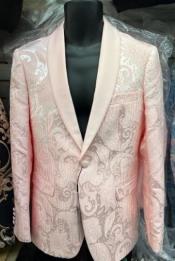  Mens Paisley Blazer - Light Pink - Blush Prom Tuxedo Dinner Jacket