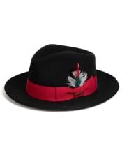  Two Toned Hat - Mens Dress Black ~ Red Hats For Sale