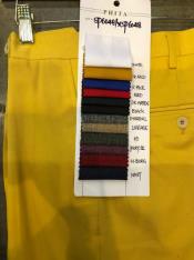  Mens Pleated Dress Pant Yellow