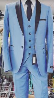 Power Blue Tuxedo - Light Blue Groom Suit - Sky Blue Tuxedo