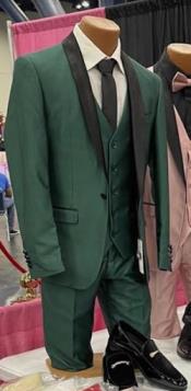  Emerald Green Tuxedo With Sheen - Vested Groom Tux