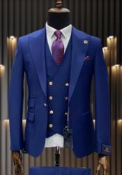   Rossiman Brand Royal Blue Suits - 1 Button Suit Peak Lapel