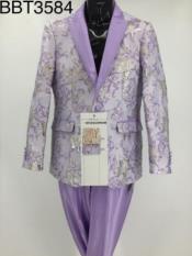  Style#-B6362 Mens Blazer - Lavender - Lilac Paisley Blazer - Fashion Prom