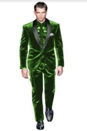  Mens One Button Hunter Green Velvet Tuxedo Suit