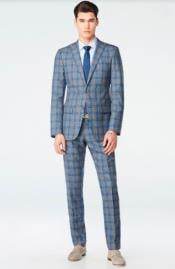  100% Wool Suit - Vested Plaid Suit Available in Grey and Blue Plaid - 2 Button 3 Piece