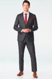  100% Wool Suit - Vested Plaid Suit Available in Charcoal and Burgundy