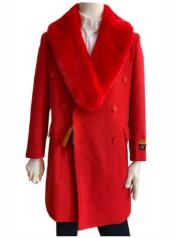  Red Mens Overcoat - Double Breasted