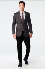  Style#B6362 100% Wool Blazer - Vested Plaid Sport Coat Available In Charcoal