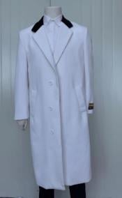  Mens Cashmere Blend White Coat Full length - Cashmere Overcoat