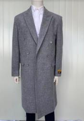  Mens Cashmere Blend Gray Coat Full length - Cashmere Overcoat