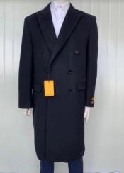  Mens Cashmere Blend Black Coat Full length - Cashmere Overcoat