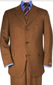  Classic Fit - Brown Suit - Three Button Vested Suit - Athletic