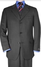 Classic Fit - 100% Wool Dark Grey Suit - Three Button Vested