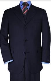  Classic Fit - Navy Suit - Three Button Vested Suit - Athletic