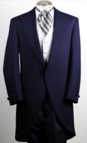  Mens 100% Worsted Wool Navy Blue Cutaway Jacket With The Tail Suit