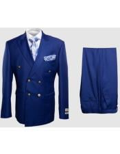  Rossiman Royal Blue Mens Suit Double Breasted Slim Fit