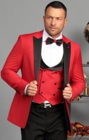  Ultra Slim Fit Prom Tuxedos - Red Prom Suits with Double Breasted