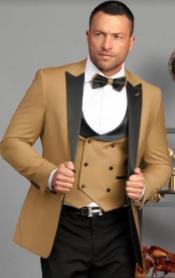  Ultra Slim Fit Prom Tuxedos - Camel Prom Suits with Double Breasted