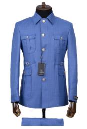  Denim Blue Safari Suit - Safari Suit For Men - Mens Safari
