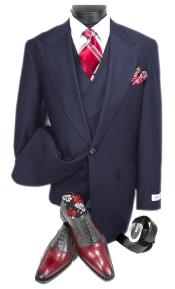  Mens Big and Tall Size Suits - Plus Size Mens Navy Suit - Peak Lapel Ticket Pocket