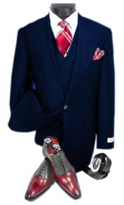  Mens Big And Tall Size Suits - Plus Size Mens Navy Blue Suit - Peak Lapel Ticket Pocket